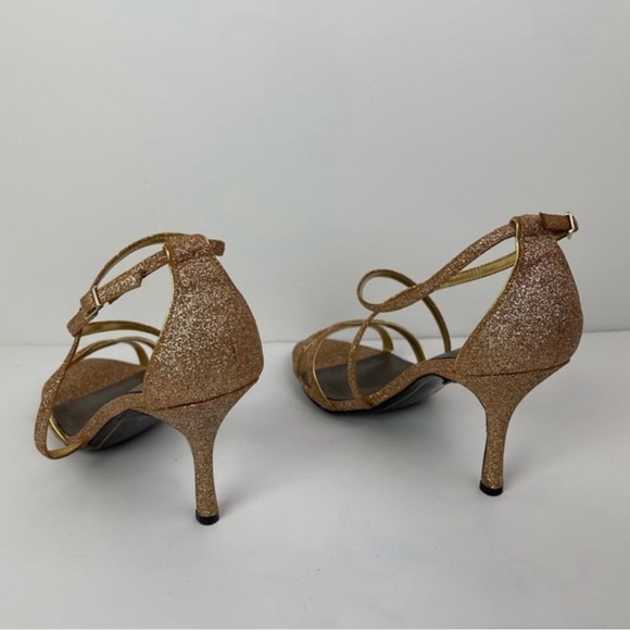 Women’s Gold Strappy Adrienne Maloof Stiletto Heels Sandals - Picture 11 of 11